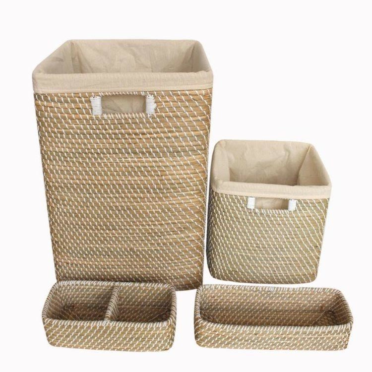 Prestwick Hamper & Bath Storage, Natural & White - Set of 5
