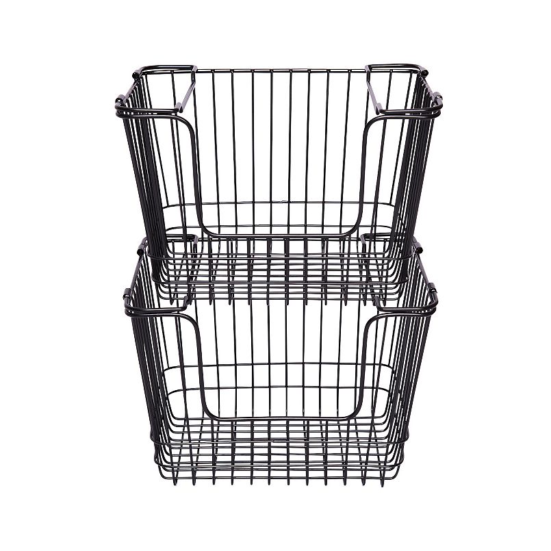 Picture of Baum 2A008K Wire Stacking Baskets with Fold Down Ear Handles - Set of 2 - Small