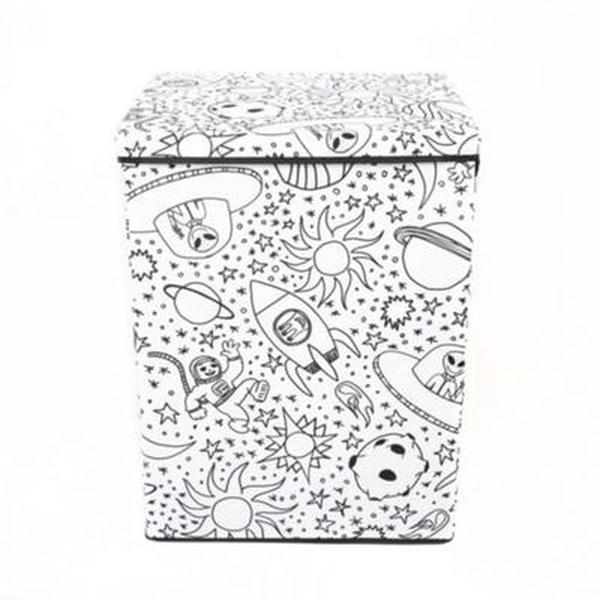 21A349SE Kids Coloring Hamper with Lid with Includes Washable Markers, Space Print - Pack of 4
