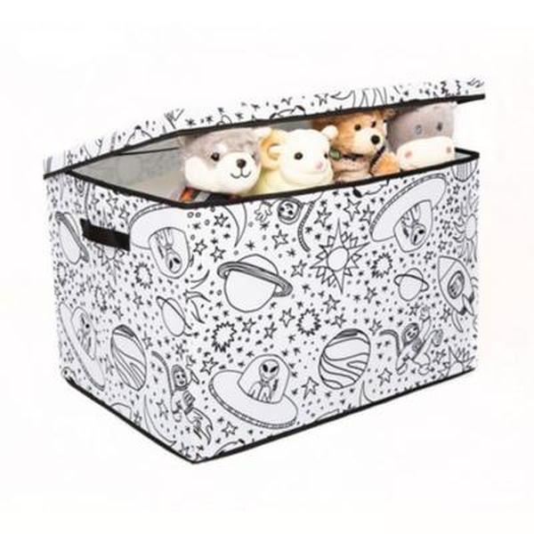 Picture of Baum 21A351SE Kids Coloring Lidded Trunk Storage Bin with Removable Divider & Includes Washable Markers&#44; Space Print - Medium - Pack of 4