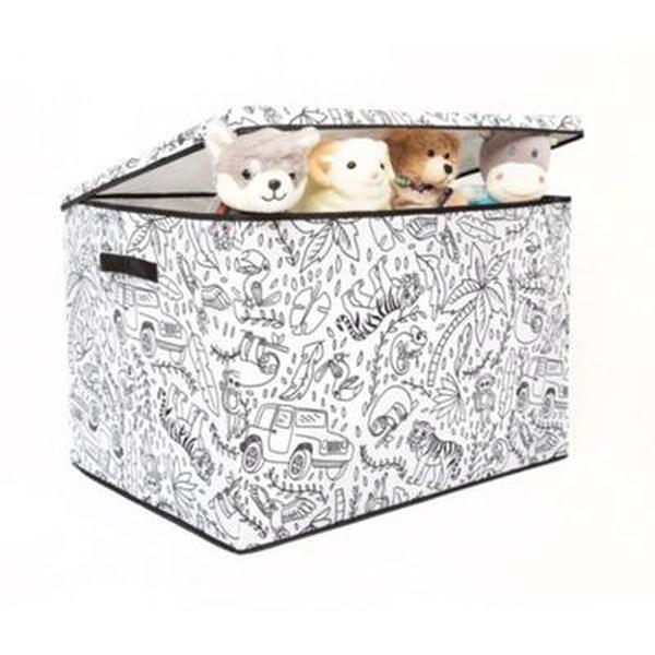 Picture of Baum 21A350JE Kids Coloring Lidded Trunk Storage Bin with Removable Divider & Includes Washable Markers&#44; Jungle Print - Large - Pack of 4