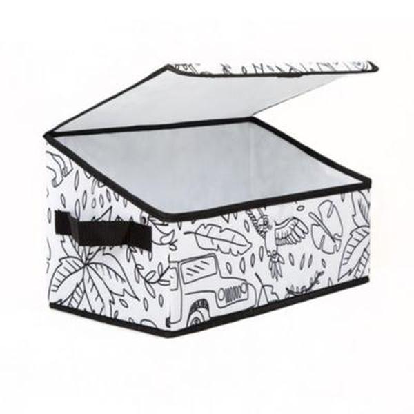 Picture of Baum 21A352JE Kids Coloring Angled Storage Bin with Lid with Includes Washable Markers&#44; Jungle Print - Pack of 4