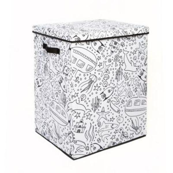 Kids Coloring Hamper with Lid with Includes Washable Markers, Under Sea Print - Pack of 4