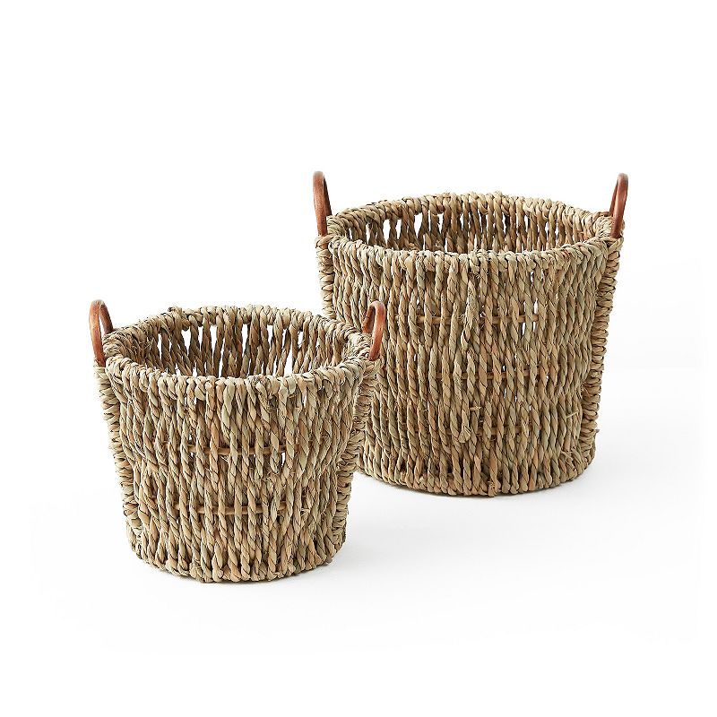 Picture of Baum 2A057NK Chunk Seagrass Baskets with Rattan Ear Handles - Set of 2