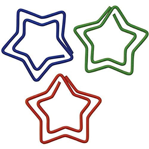 Picture of Baumgartens Star Vinyl Coated Paper Clips 20 Pack ASSORTED Colors (24330)