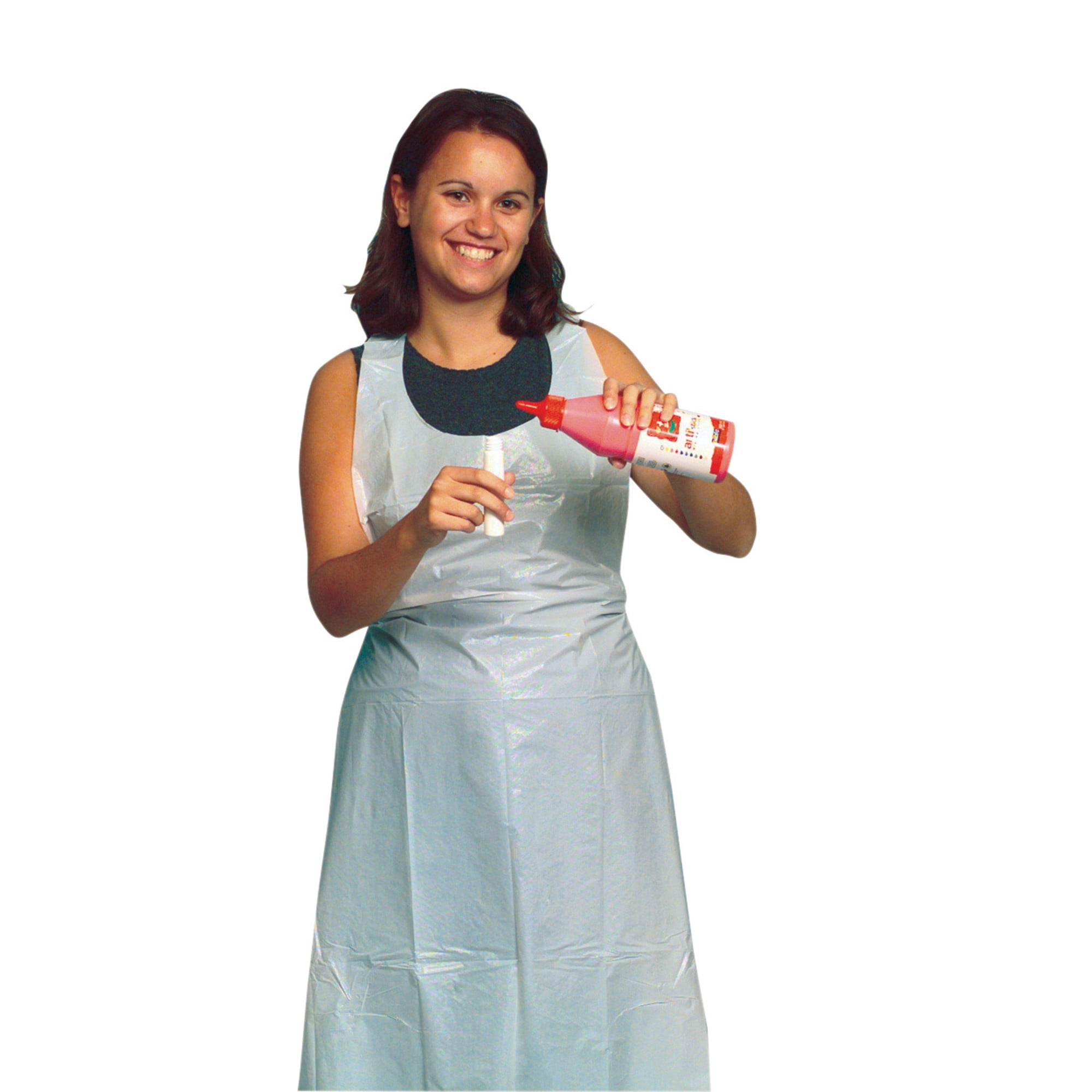 Bib Style Adult Disposable Aprons 100 Pack Clear (CP-4600)