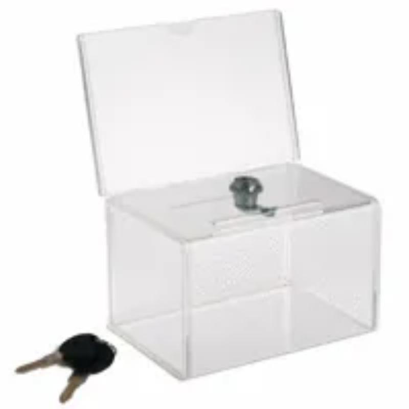 596901 CI Mini Locking Coin & Ballot Box With Sign Holder