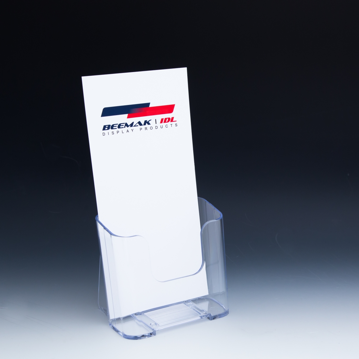 TK 4-C-BC Countertop Trifold Brochure Holder With Business Card Pocket, Clear