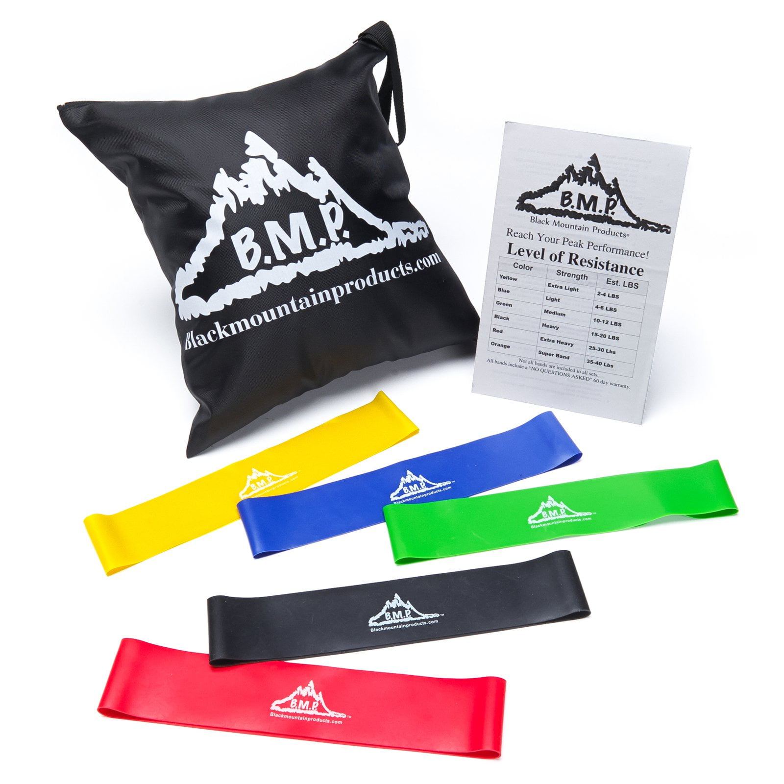 Picture of Black Mountain Products 5 Band Loop Set Loop Resistance Exercise Bands with Carrying Case&#44; Multicolor - Set of 5