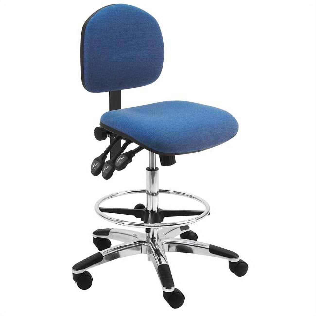 Picture of BenchPro LAT-FA-TLC-Blue Fabric Seating Chair with 18 in. Adjustable Footring&#44; Aluminum Base & 20 to 28 in. 3 Lever Control Height Adjustment&#44; Blue