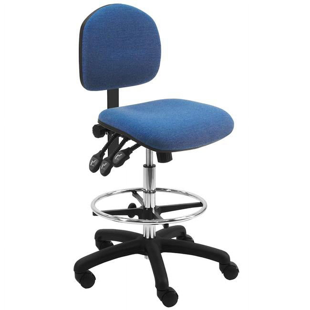 LNT-FB-TLC-Blue Fabric Seating Chair with 18 in. Adjustable Footring, Nylon Base & 24 to 34 in. 3 Lever Control Height Adjustment, Blue
