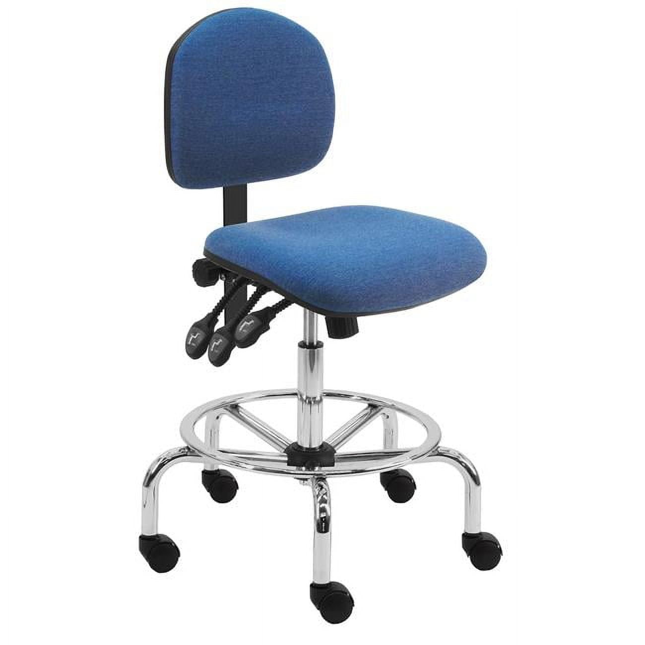 Picture of BenchPro LCT-FB-TLC-Blue Fabric Seating Chair with Chrome Base & 26 to 36 in. 3 Lever Control Height Adjustment&#44; Blue
