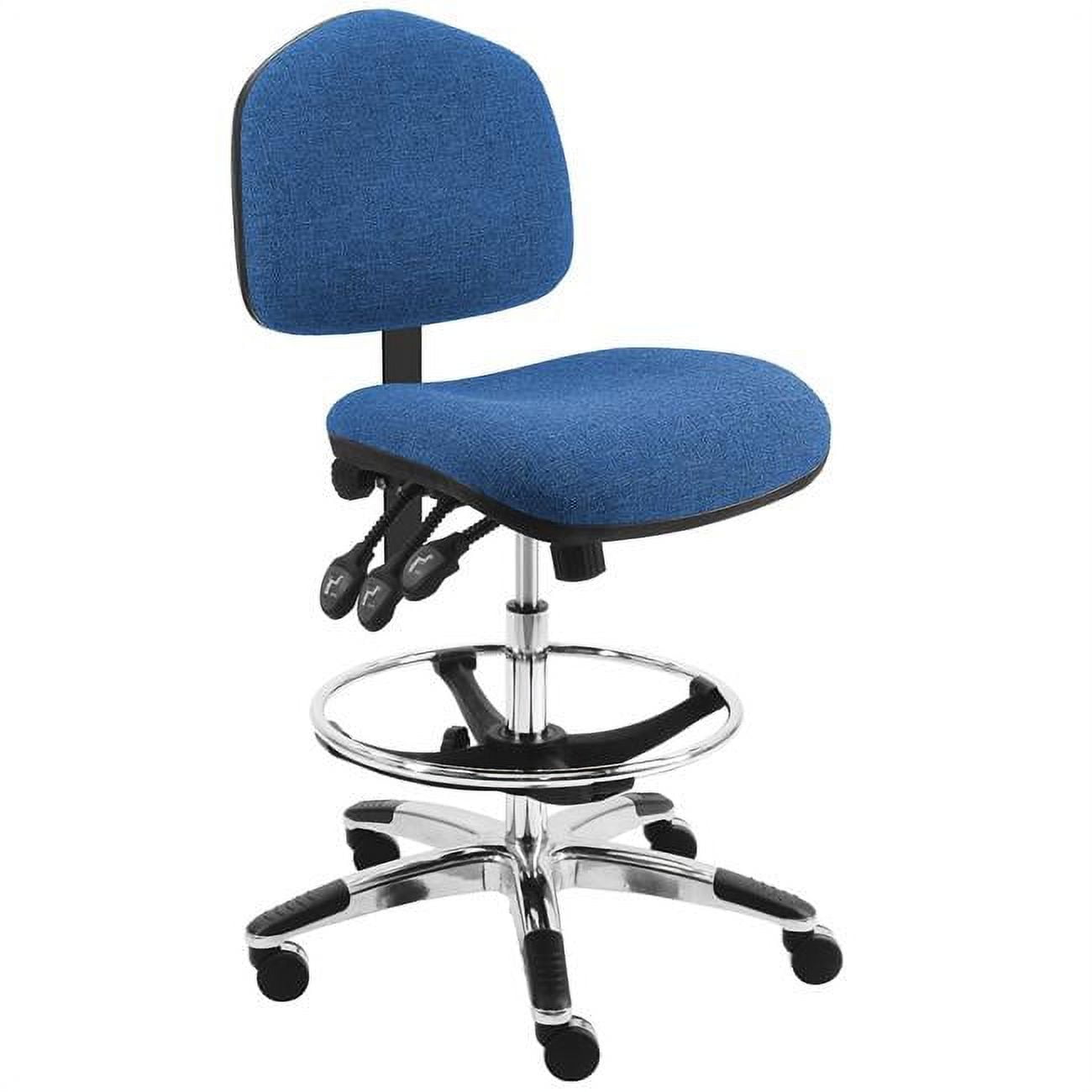 WNT-FB-TLC-Blue Fabric Wide Seating Chair with 18 in. Adjustable Footring, Nylon Base & 25 to 35 in. 3 Lever Control Height Adjustment, Blue