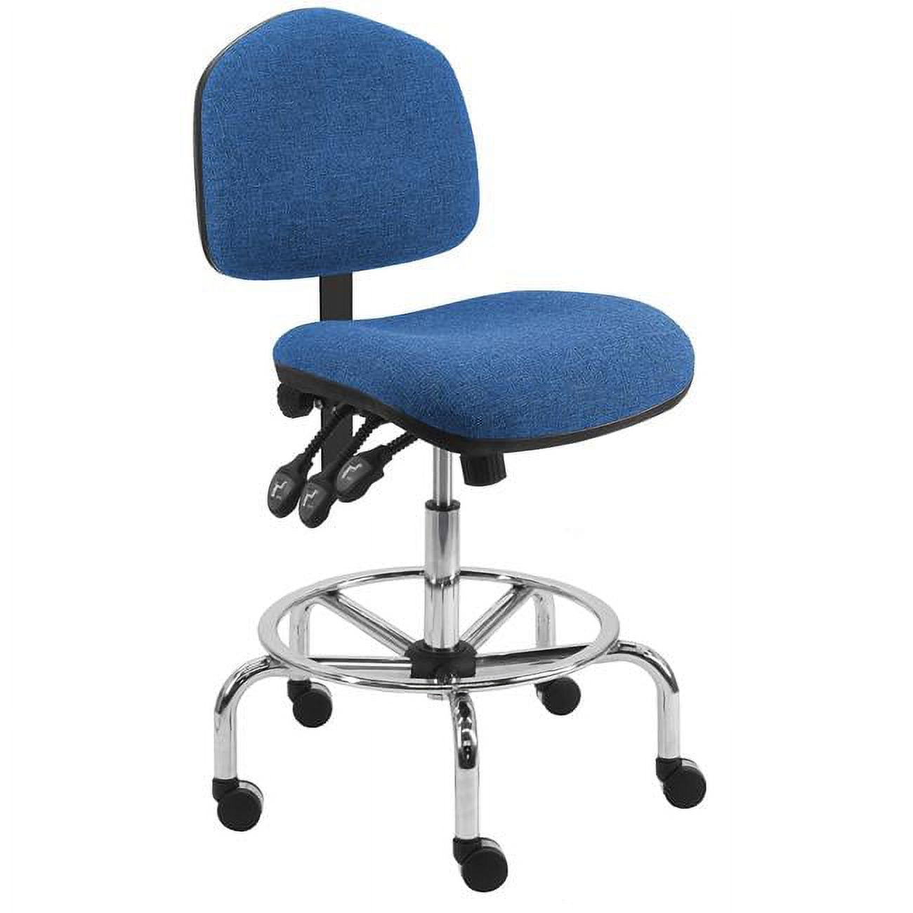 Fabric Wide Seating Chair with Chrome Base & 27 to 37 in. 3 Lever Control Height Adjustment, Blue