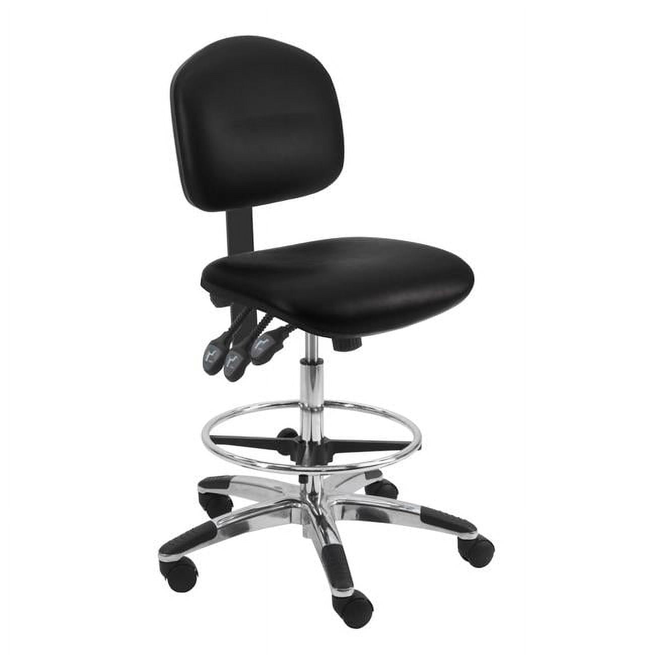 Picture of BenchPro LAT-VB-TLC-black Vinyl Seating Chair with 18 in. Adjustable Footring&#44; Aluminum Base & 24 to 34 in. 3 Lever Control Height Adjustment&#44; Black