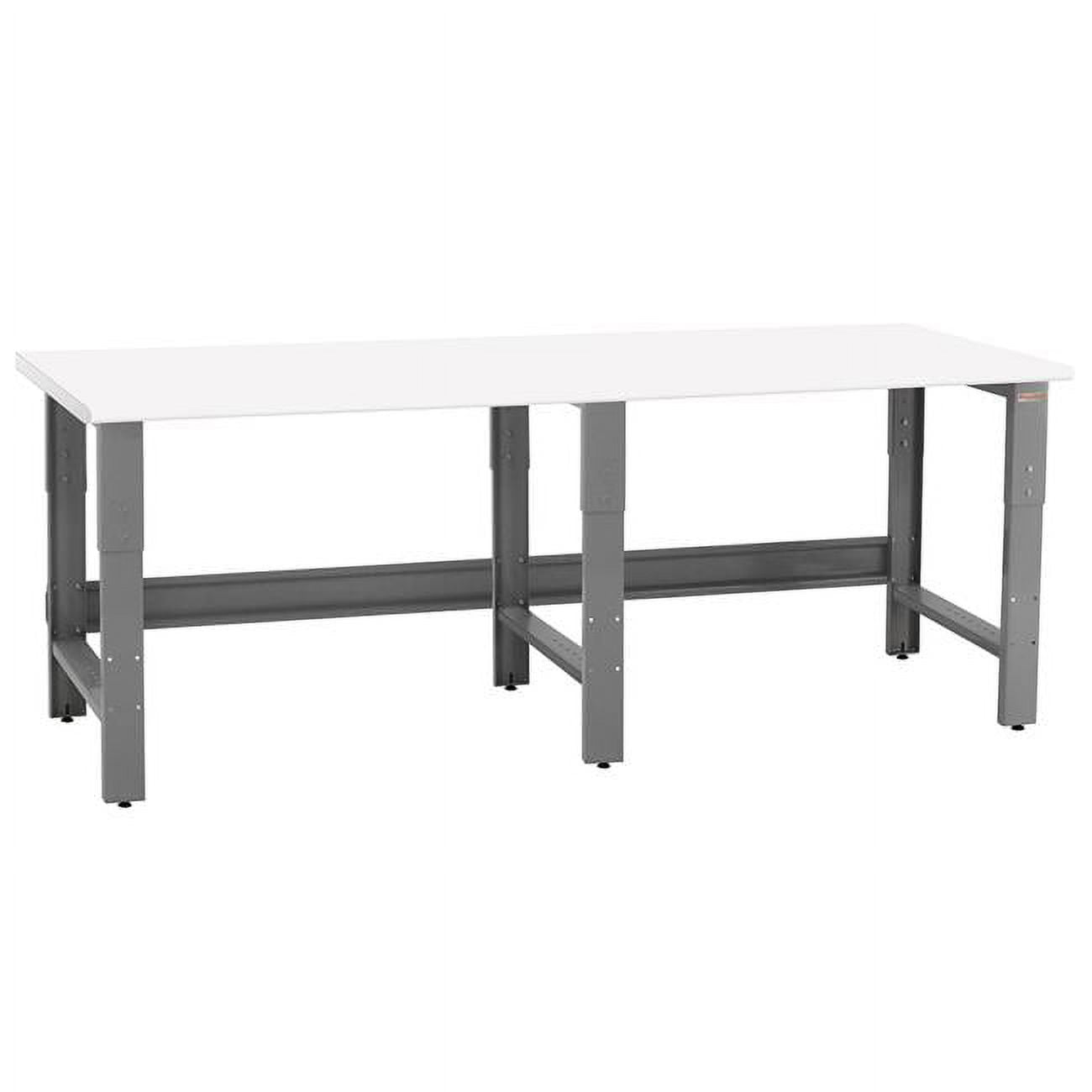 RF24120-GFr-W 24 x 120 x 30 to 36 in. Adjustable Height Roosevelt Workbenches with Formica Laminate Top, Gray & White