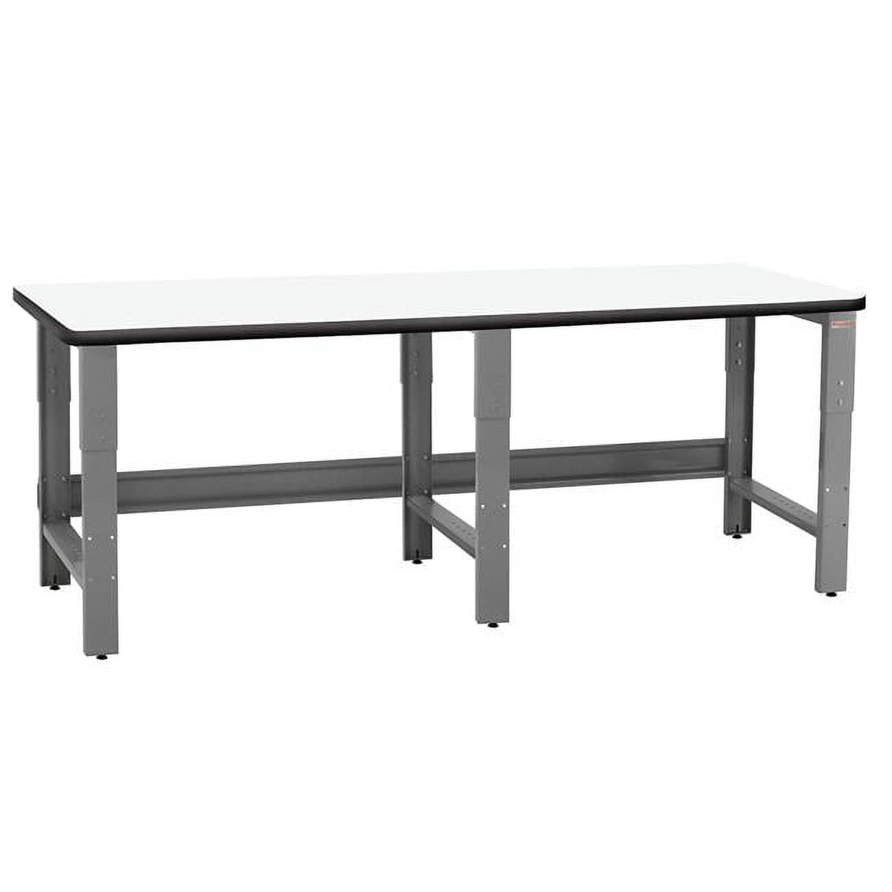 RT30120-GFr-W 30 x 120 x 30 to 36 in. Adjustable Height Roosevelt Workbenches with Formica White Laminate & T-Mold Bumper Edge Top, Gray & White
