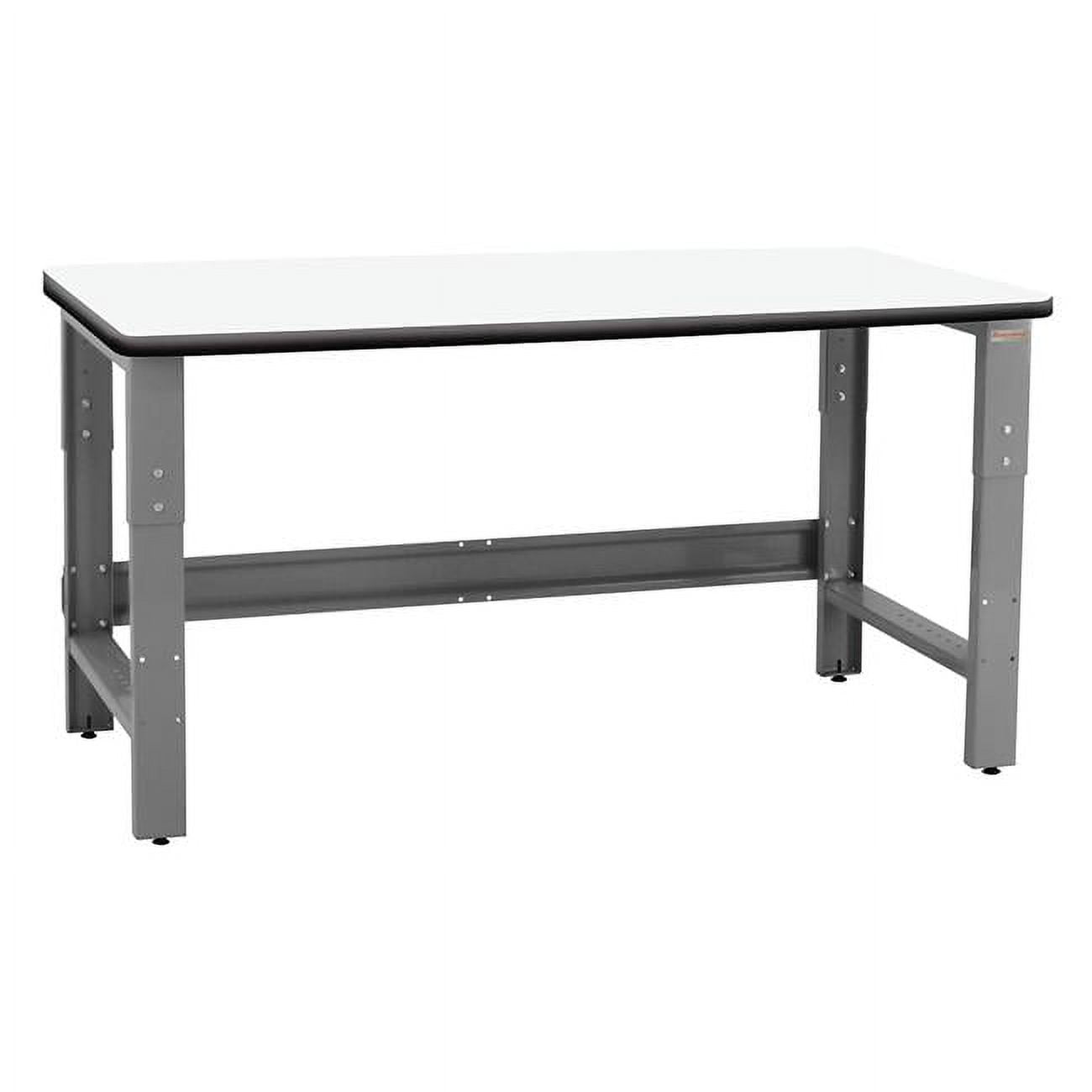 36 x 48 x 30 to 36 in. Adjustable Height Roosevelt Workbenches with Formica White Laminate & T-Mold Bumper Edge Top, Gray & White