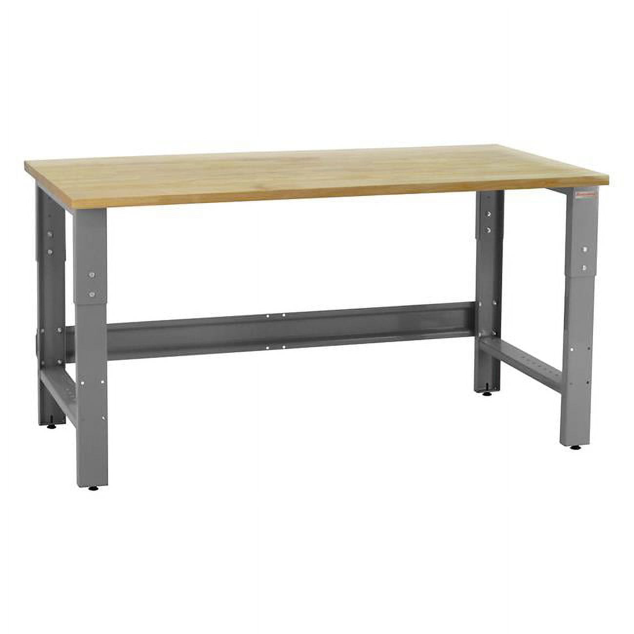 RWL2472-GFr 24 x 72 x 30 to 36 in. Adjustable Height Roosevelt Workbenches with 1.75 in. Thick Solid Maple Lacquered Butcher Block Top, Gray