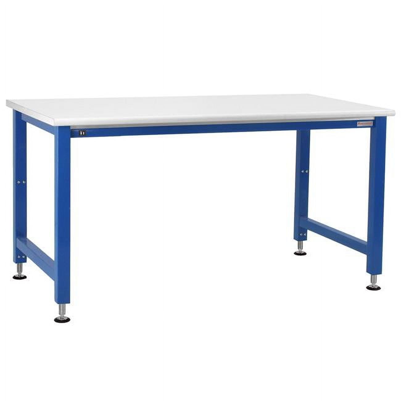 30 x 72 x 30-42 in. Adams Electric Lift Workbenches with Formica Laminate & Round Front Edge Top, Light Blue & White -  KD Gabinetes, KD2804520
