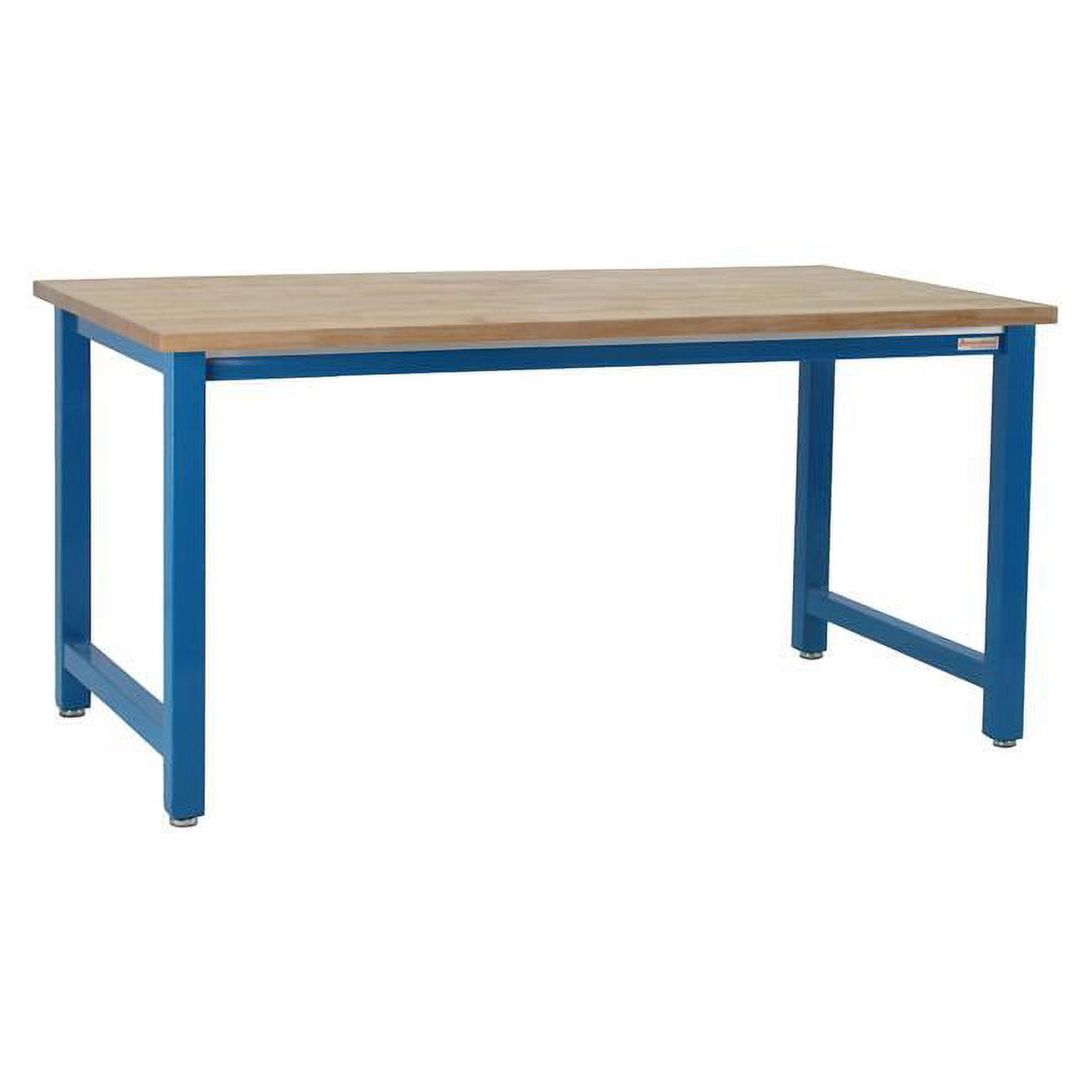 36 x 72 in. Kennedy Workbenches with Solid 1.75 in. Thick Maple Butcher Block Top, Light Blue