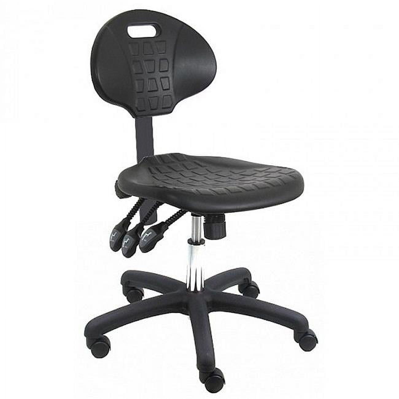 Urethane Desk Height Polyurethane Stool Chair, Nylon Base & 16 to 21 in. 3 Lever Control Height Adjustment, Black