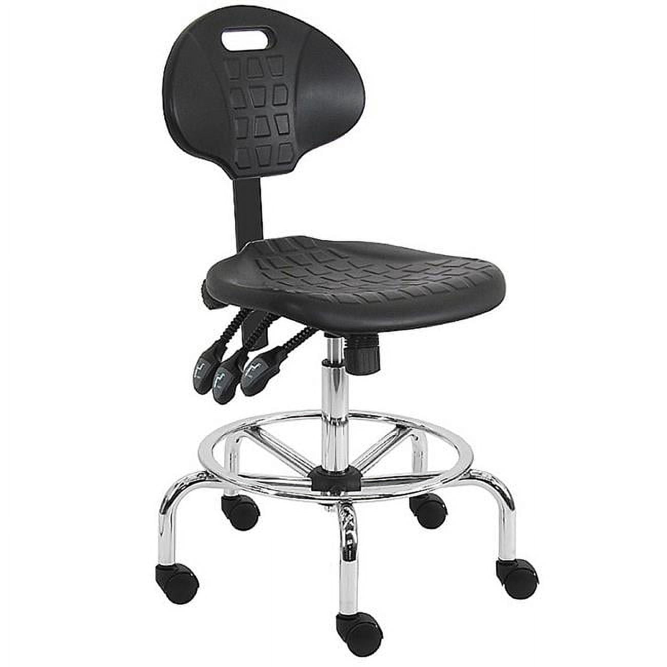 Picture of BenchPro LCT-UA-TLC Urethane Polyurethane Stool Chair with Chrome Base & 19 to 27 in. 3 Lever Control Height Adjustment&#44; Black