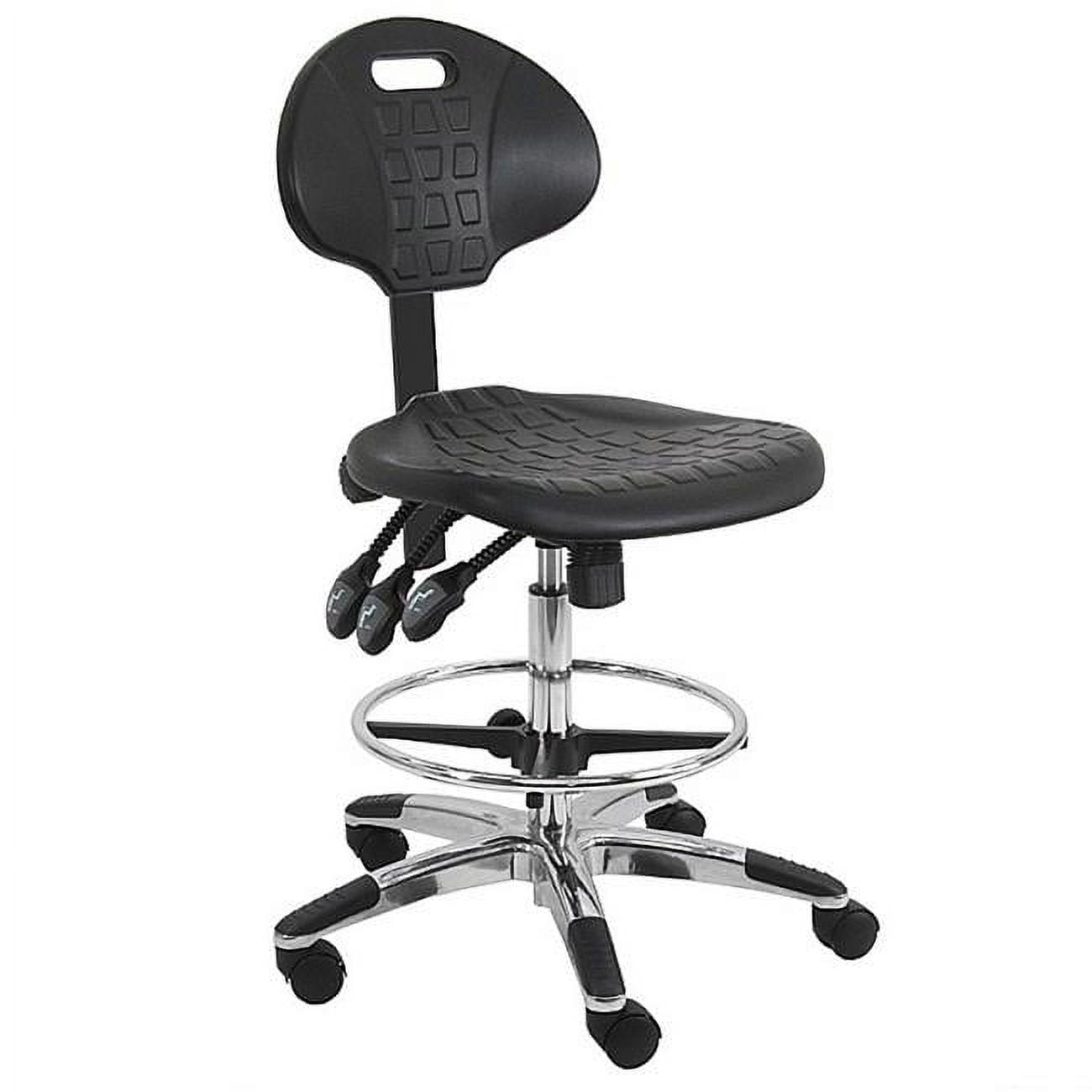 Picture of BenchPro LAT-UA-TLC Urethane Polyurethane Stool Chair with 18 in. Adjustable Footring&#44; Aluminum Base & 17 to 25 in. 3 Lever Control Height Adjustment&#44; Black