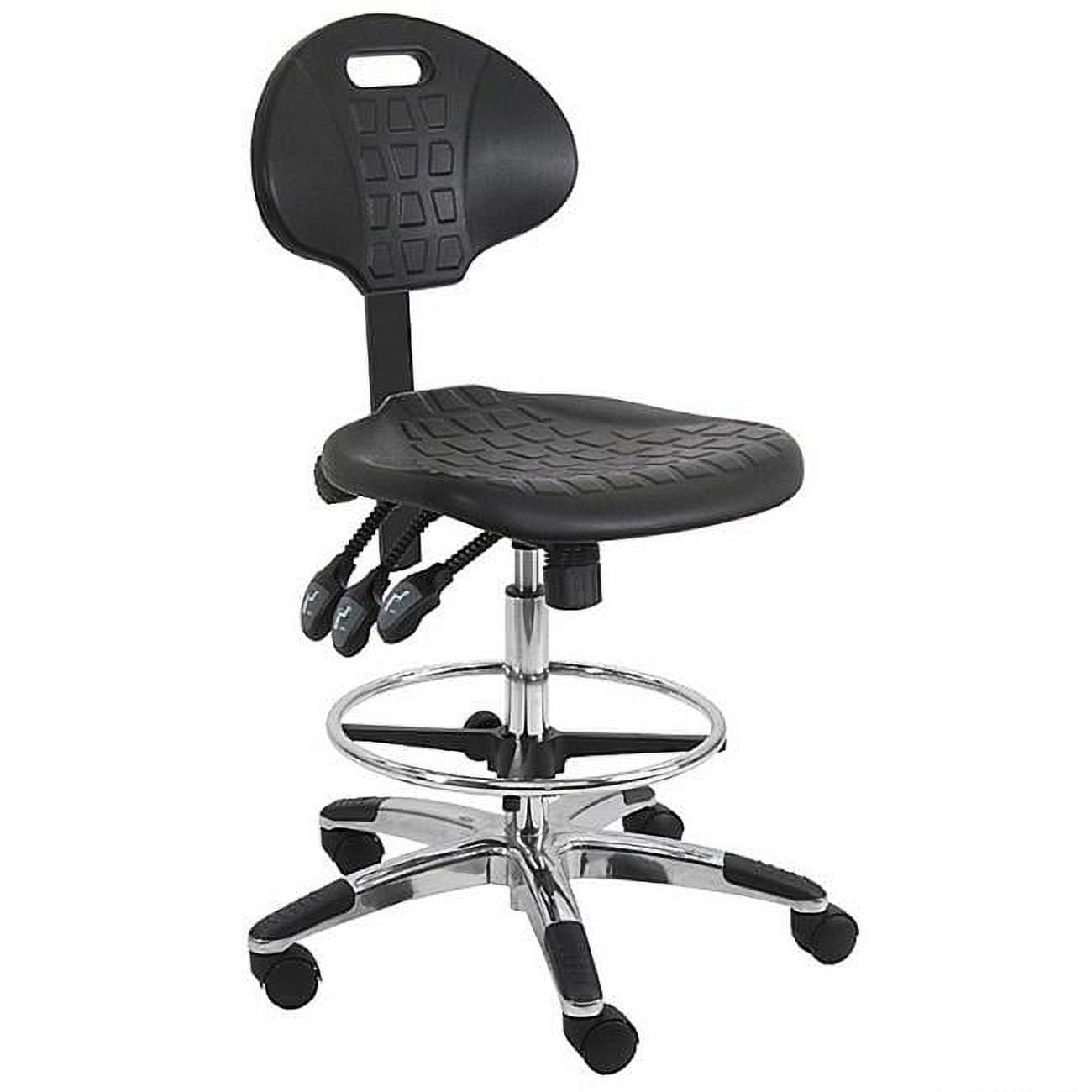 Picture of BenchPro LAT-UB-TLC Urethane Polyurethane Stool Chair with 18 in. Adjustable Footring&#44; Aluminum Base & 21 to 31 in. 3 Lever Control Height Adjustment&#44; Black