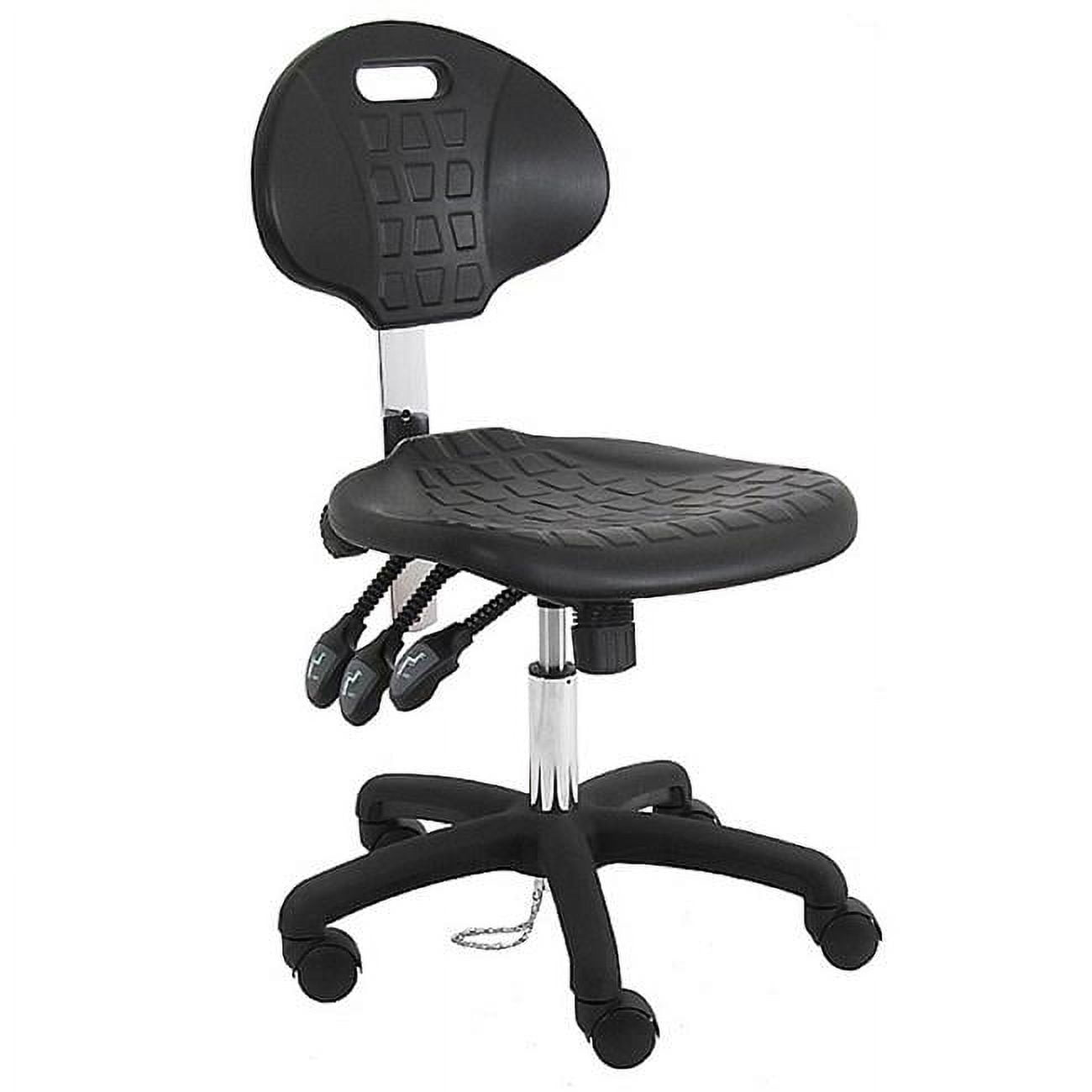 LNS-DU-TLC ESD Urethane Polyurethane Stools Desk Height Chair with Nylon Base & 15 to 20 in. 3 Lever Control Height Adjustment, Black