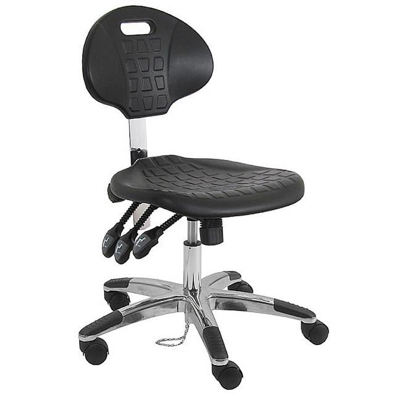 Picture of BenchPro LAS-DU-TLC ESD Urethane Polyurethane Stools Desk Height Chair with Aluminum Base & 14 to 19 in. 3 Lever Control Height Adjustment&#44; Black
