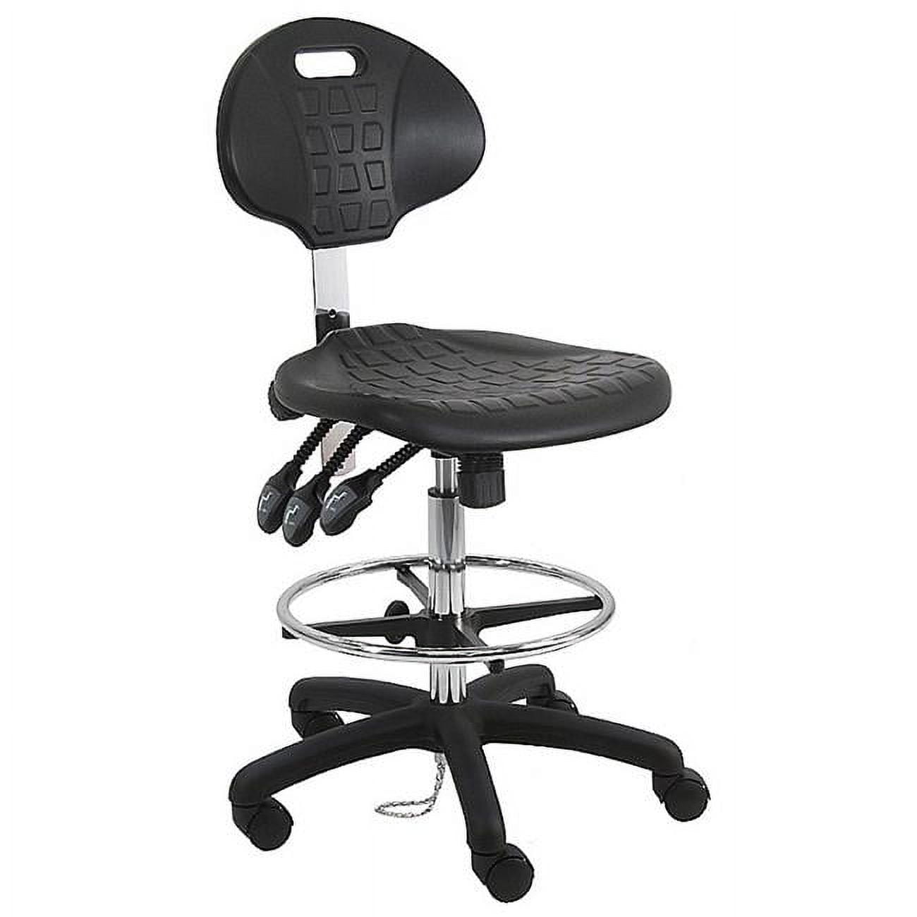 ESD Urethane Polyurethane Stools Chair with 18 in. Adjustable Footring, Nylon Base & 17 to 25 in. Height Adjustment, Black