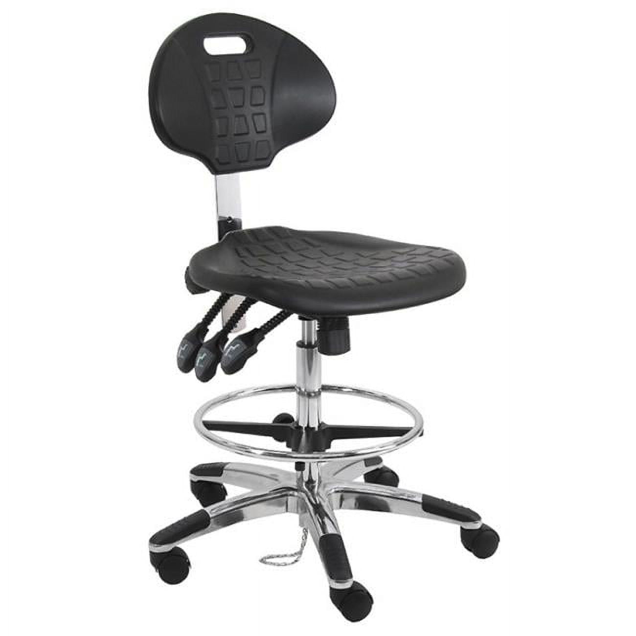 Picture of BenchPro LAT-DUA-TLC ESD Urethane Polyurethane Stools Chair with 18 in. Adjustable Footring&#44; Aluminum Base & 17 to 25 in. Height Adjustment&#44; Black