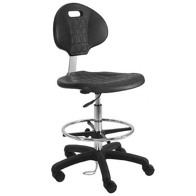 ESD Urethane Polyurethane Stools Chair with 18 in. Adjustable Footring, Nylon Base & 21 to 31 in. Height Adjustment, Black