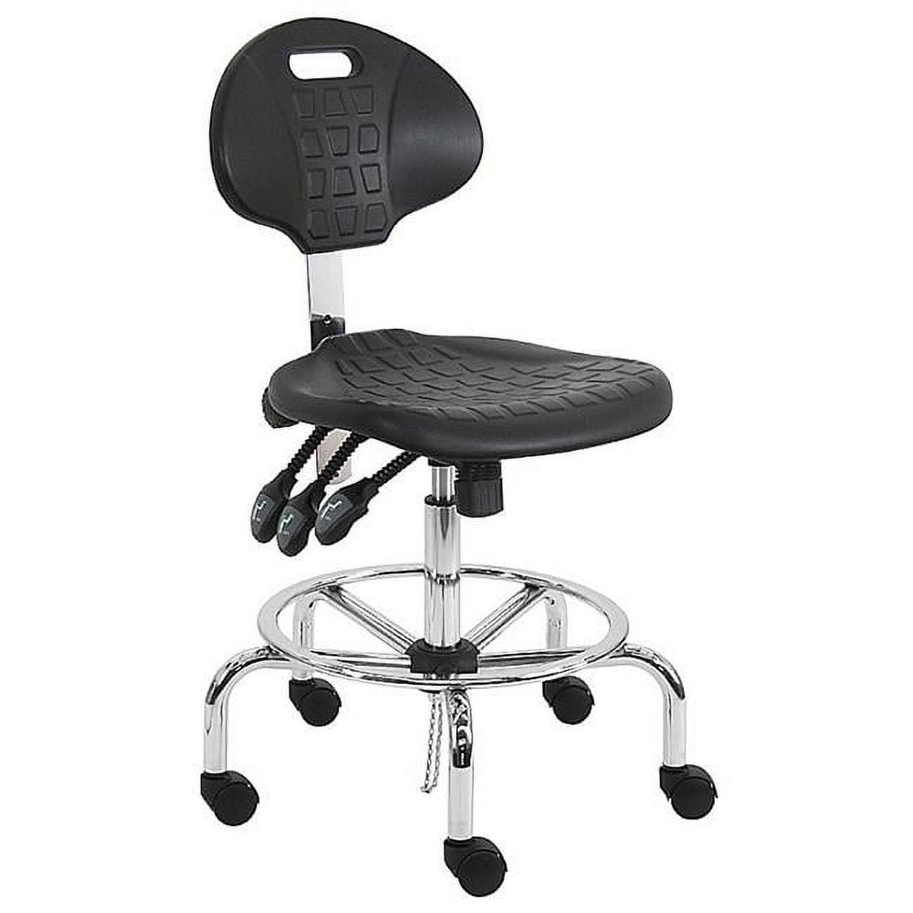 Picture of BenchPro LCT-DUB-TLC ESD Urethane Polyurethane Stools Chair with Chrome Base & 23 to 33 in. 3 Lever Control Height Adjustment&#44; Black