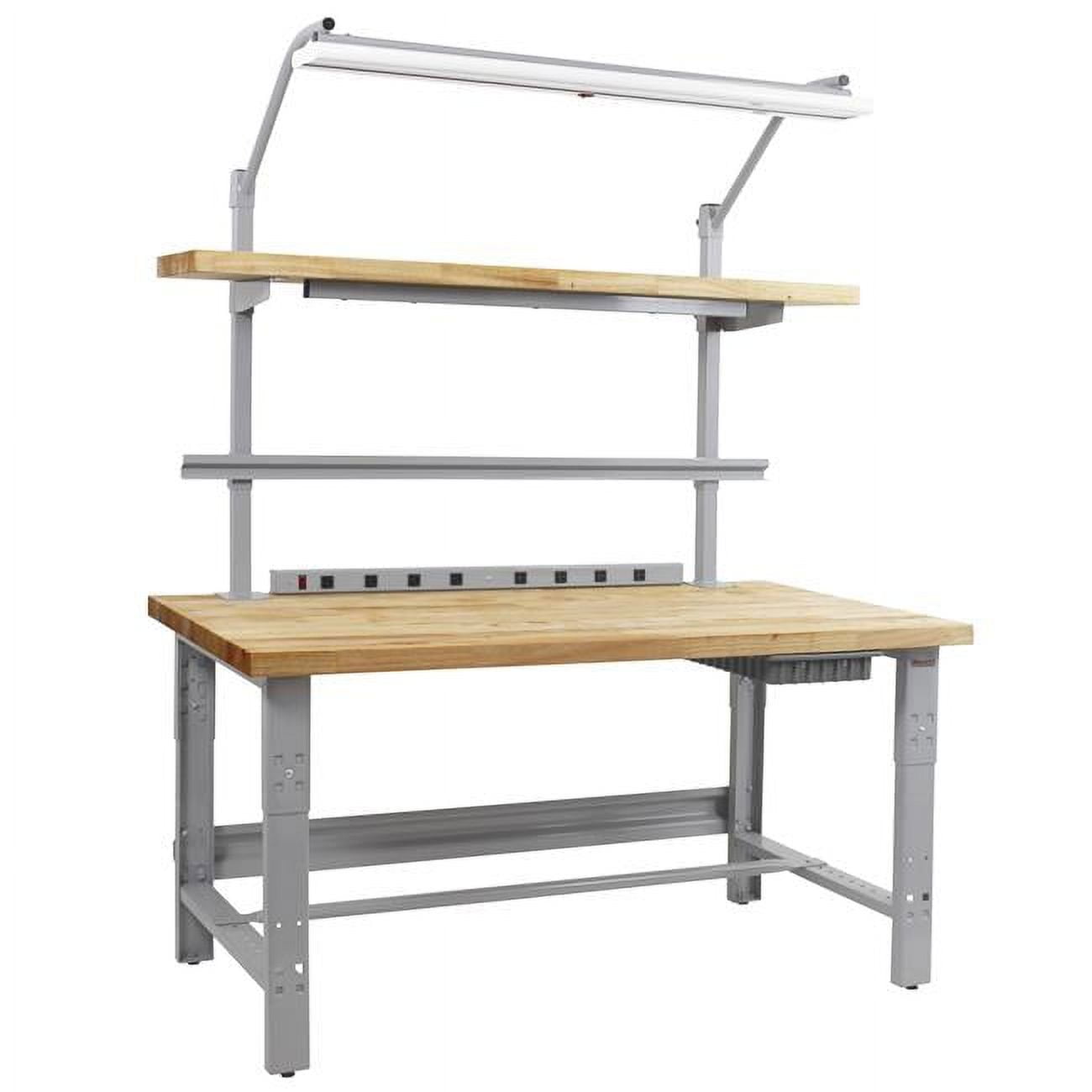 30 x 60 x 30 to 36 in. Adjustable Height Roosevelt Complete Workstations with 1 1.75 in. Solid Maple Butcher Block Top, Gray