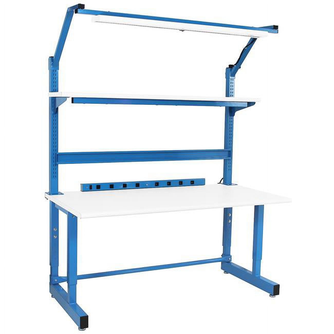 Picture of BenchPro DDC-5-LBFr-Wht 30 x 60 x 30 to 36 in. Adjustable Height Dewey Complete Workstations Set with LisStat Static Control Laminate Top&#44; Light Blue & White