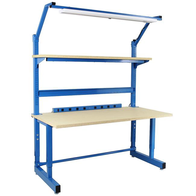 Picture of BenchPro DPBC-5-LBFr 30 x 60 x 30 to 36 in. Adjustable Height Dewey Complete Workstations Set with 1.125 in. Disposable Particleboard Top, Light Blue