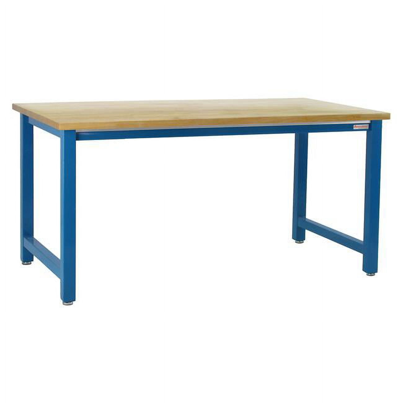 24 x 96 in. Kennedy Workbenches with Solid 1.75 in. Thick Lacquered Finish Maple Butcher Block Top, Light Blue