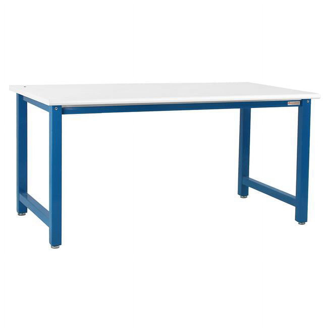 KD4872-LP-LBFr-WT 48 x 72 x 30 to 36 in. Kennedy Height Adjustable Workbench with LisStat ESD Static Control Laminate Top, Light Blue & White