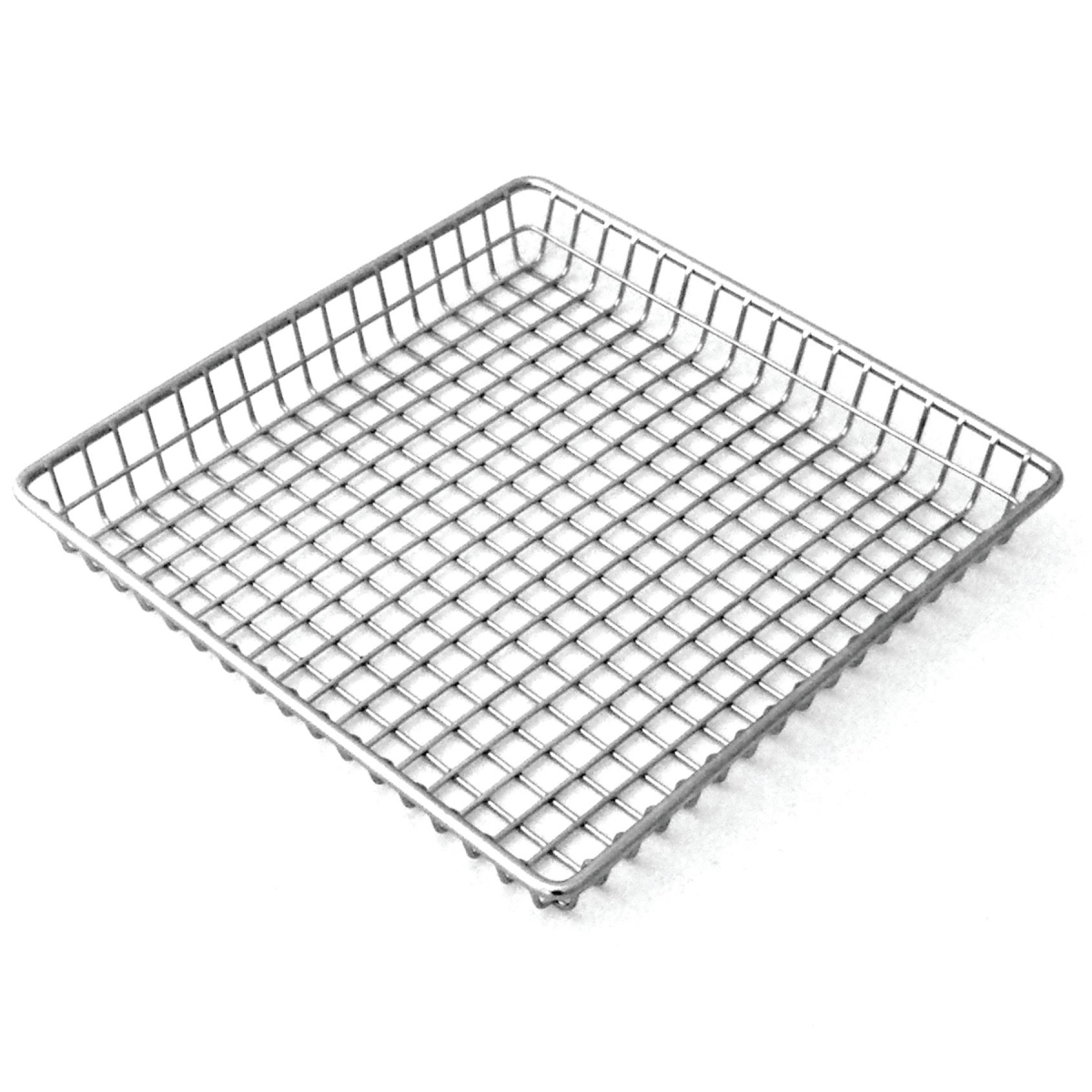 Picture of Winco 4-83599 9 in. Square Grid Basket, 1 in. Tall - Stainless Steel - Each 12