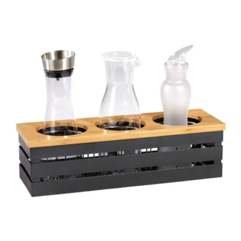 Picture of Winco FB-3COMP-MG 19 x 6 in. 3-Compartment Metal Grey Crate for Beverage Display & Dressing, 5.5 in. Tall. 4.88 in. Dia. Opening - Includes Ice Guard Insert