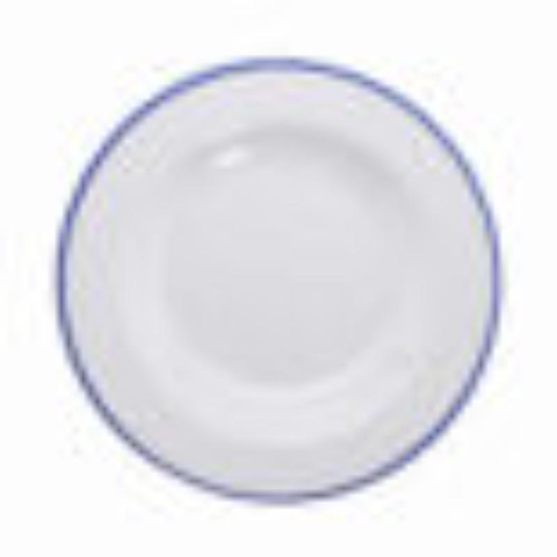 Picture of Winco B-110-W-CB 10 oz White with Blue Trim Enamelware Melamine Small Salad, Pasta, Soup Bowl, 20 oz Rim-Full, 9 in. Dia., G.E.T. Settlement Bistro