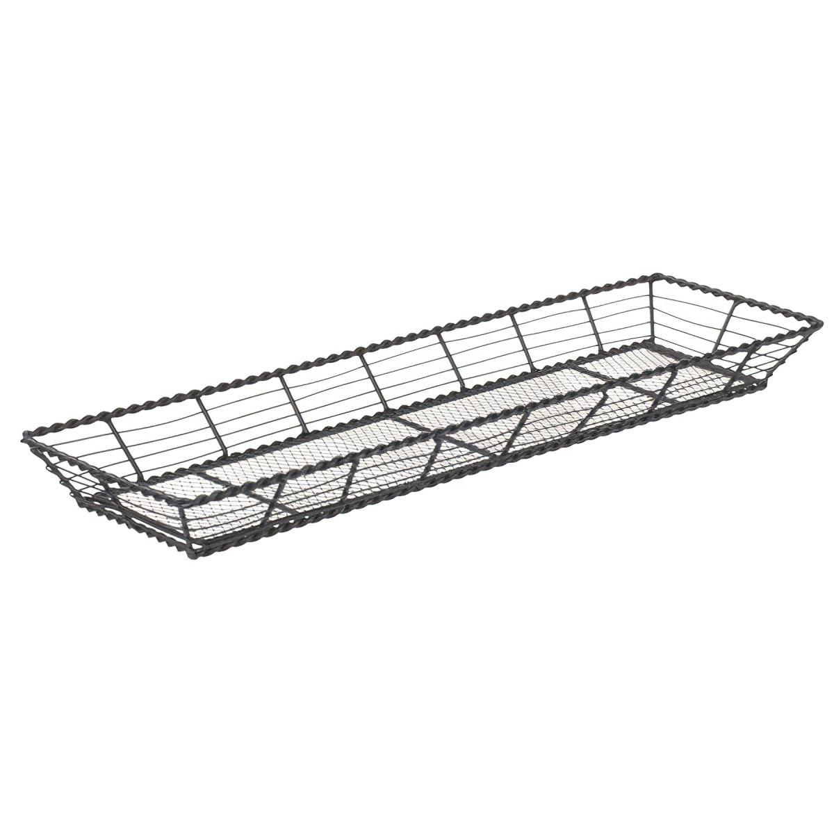 WB-706 22 x 7 in. Rectangular Black Wire Basket, 2 in. Deep - Each 6