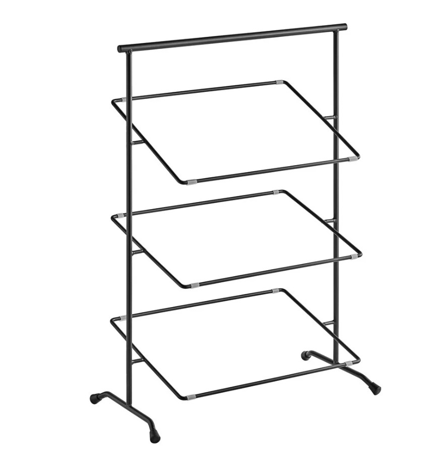 Picture of Winco IR-952T-BK 22.75 x 11 in. Rectangular 3-Tier Tilted Pane Stand, 31.25 in. Tall - Black