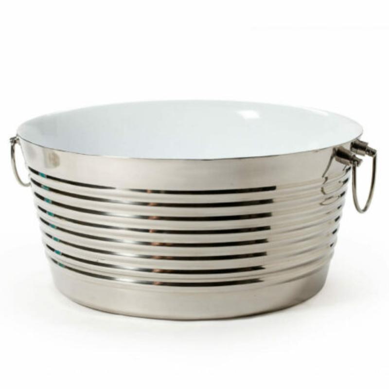 Picture of Winco BT-1919-SS-W 7 gal&#44; 19 in. Dia. Round Double Wall Stainless Steel Beverage Tub with White Coated Interior 22 in. with Handles&#44; 9 in. Tall