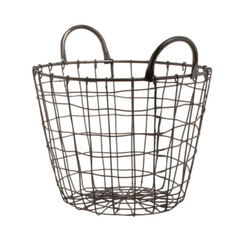 Picture of Winco WB-318-MG 11 x 7.75 in. Iron Powder Coated Gun Metal Grey Round Basket with Loop Handles, G.E.T. Breeze Baskets