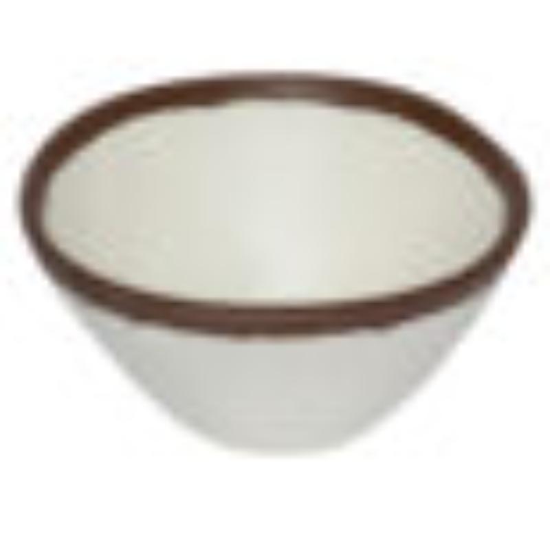 Picture of Winco B-81-CRM 8 oz Cream Melamine Small Side Salad Soup Bouillon Bowl - 12 oz Rim-Full, 5 in. Top Dia., 2 in. Deep, G.E.T. Pottery Market Glazed