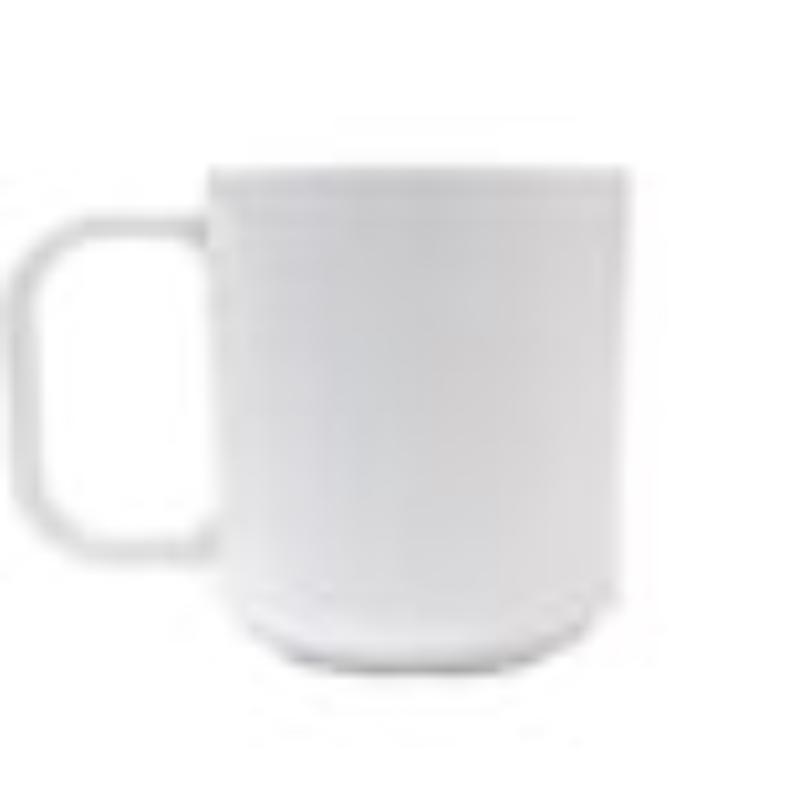 Picture of Winco TM-8-MN-W 8 oz Tritan White Textured Stackable Coffee Mug with Handle - 10.5 oz Rim-Full, 3 in. Top Dia. - 4.4 in. Top Dia. with Handle, 3.4 in. Tall, 3.2 in. Deep, G.E.T. Minski