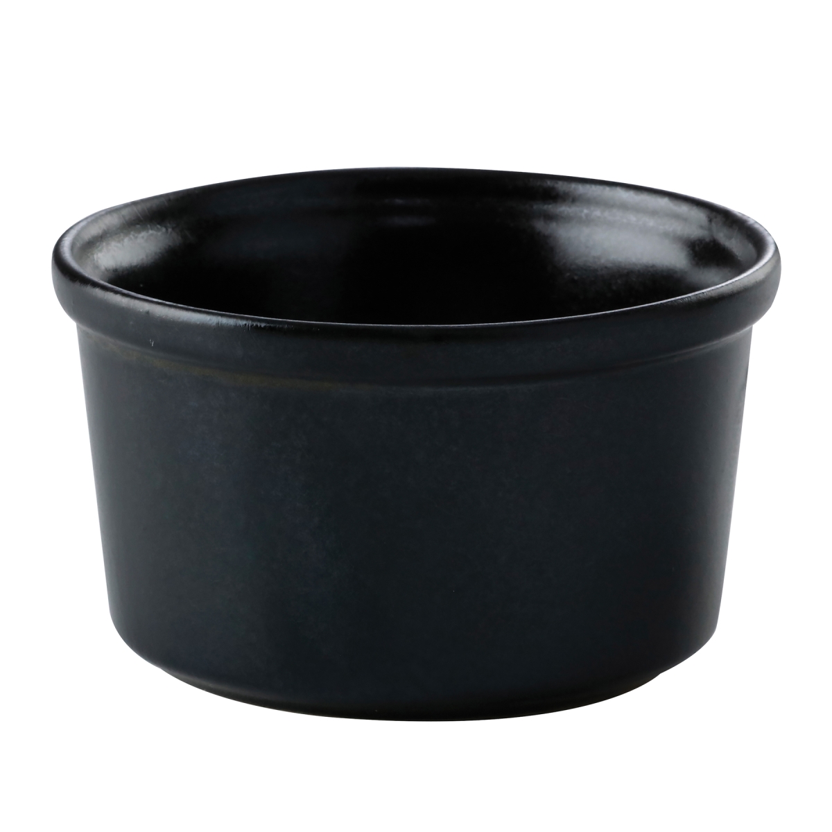 Picture of Winco PP1941807224 3.4 oz Black Reactive Glaze Porcelain Ramekin, 3 in. Dia., Corona Cosmos Pluto - 2 Dozen
